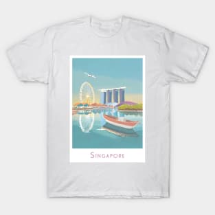 Vintage Retro Minimal Singapore Skyline Reflection T-Shirt